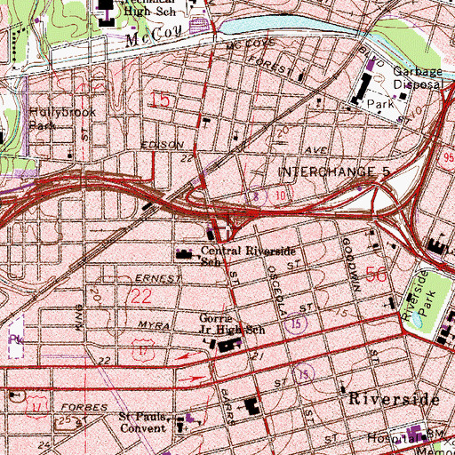 Topographic Map of Jacksonville Association of Firefighters Building, FL