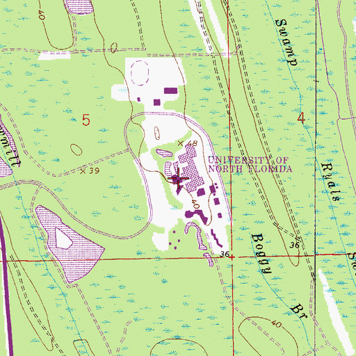 Topographic Map of Thomas G Carpenter Library, FL