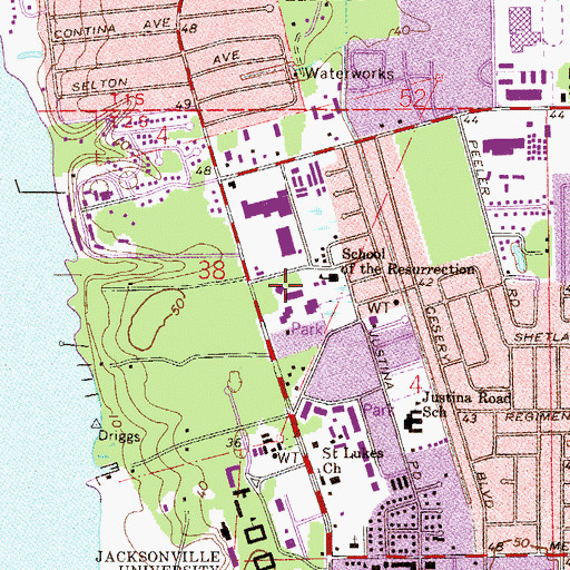 Topographic Map of University Park Branch Jacksonville Public Library, FL