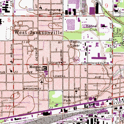 Topographic Map of Westbrook Library, FL