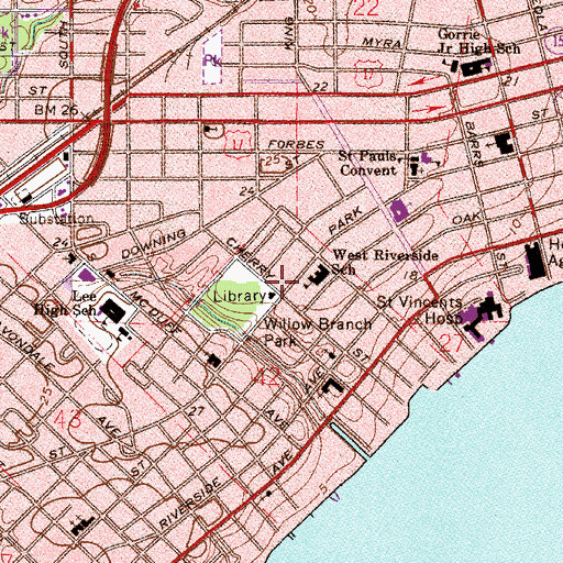 Topographic Map of Willowbranch Library, FL