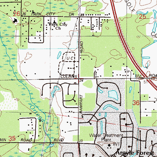 Topographic Map of Argyle Church of Christ, FL