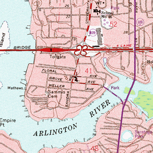 Topographic Map of Arlington Congregational Church, FL