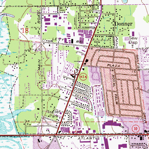 Topographic Map of Atlantic Beach First Baptist Church, FL