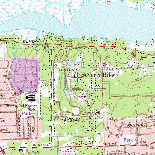 Topographic Map of Beverly Hills Baptist Church, FL