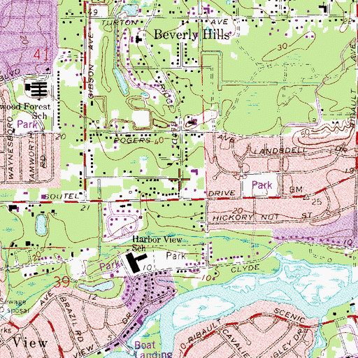 Topographic Map of Beverly Hills Church of God, FL
