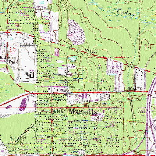 Topographic Map of Blessed Faith Missionary Baptist Church, FL