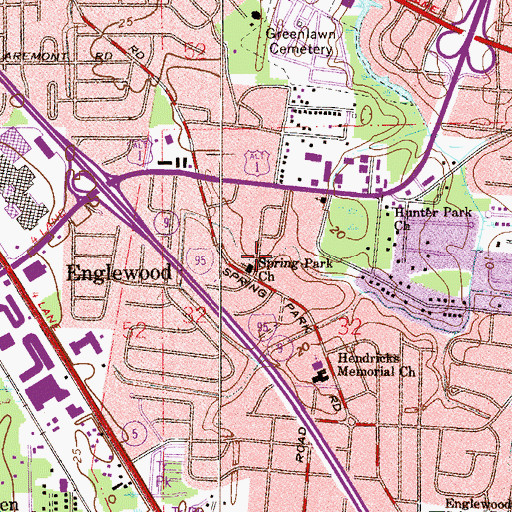 Topographic Map of Calvary International Church, FL