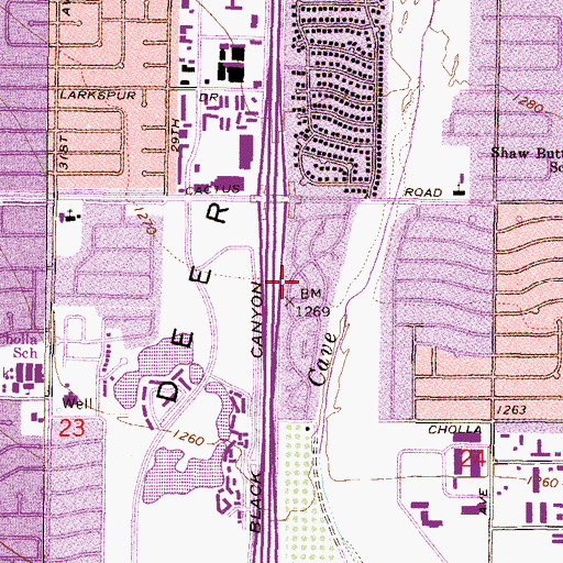 Topographic Map of Canyon Village, AZ