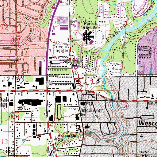 Topographic Map of Church of Christ of Wesconnett, FL