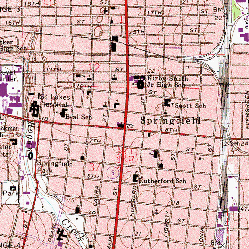 Topographic Map of City Center Ministry, FL