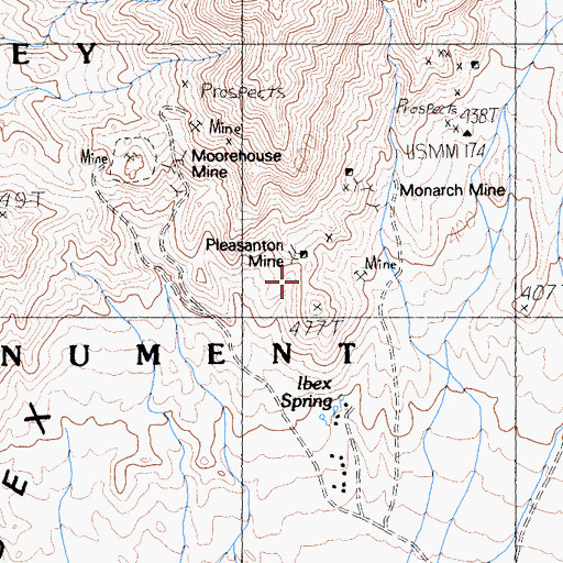 Topographic Map of Pleasanton Mine, CA