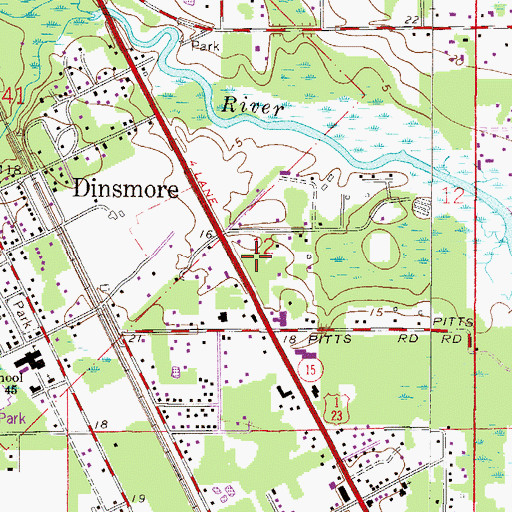 Topographic Map of Dinsmoore Church of God, FL