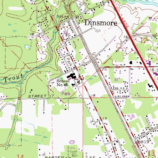 Topographic Map of Dinsmore Baptist Church, FL