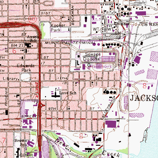 Topographic Map of East Eleventh Street Baptist Church, FL