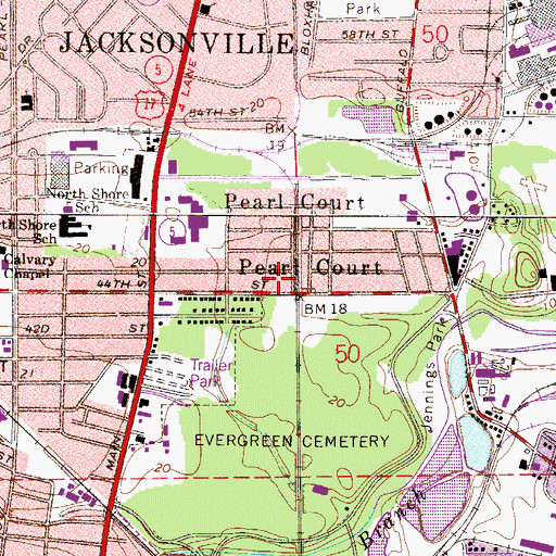 Topographic Map of East Forty-Fourth Street Baptist Church, FL