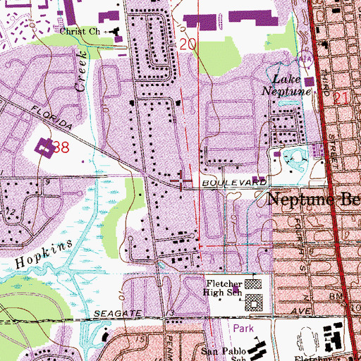 Topographic Map of Eastside Church of Christ, FL