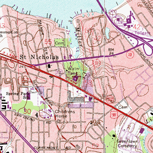 Topographic Map of Emmanuel Church of God and Christ, FL