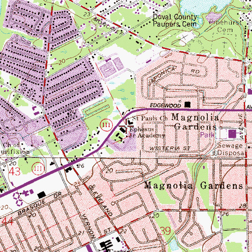 Topographic Map of Ephesus Seventh Day Adventist Church, FL