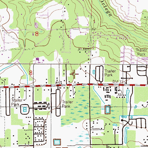 Topographic Map of Faith Baptist Church of Westside, FL
