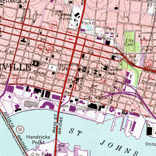 Topographic Map of First Presbyterian Church, FL