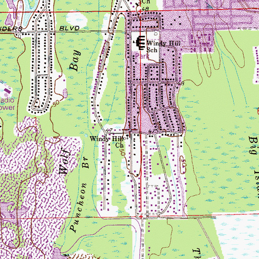 Topographic Map of Forest Boulevard Baptist Church, FL