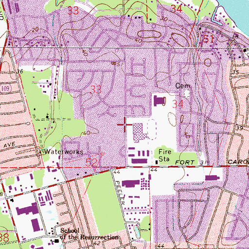 Topographic Map of Fort Caroline Presbyterian Church, FL