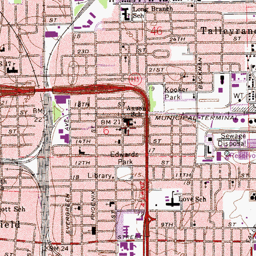 Topographic Map of Franklin Street Baptist Church, FL