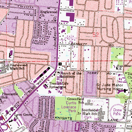 Topographic Map of Glad Tidings Assembly of God Church, FL