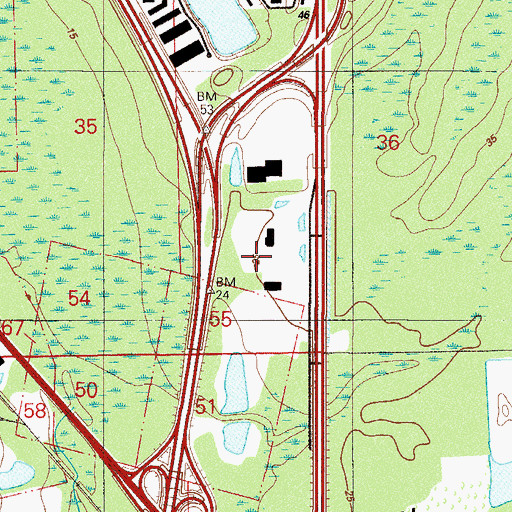 Topographic Map of Southside Square Mall Shopping Center, FL