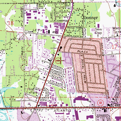 Topographic Map of Atlantic Beach Post Office, FL