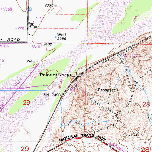 Topographic Map of Point of Rocks, CA