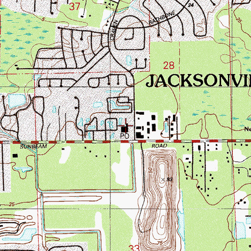 Topographic Map of Mandarin Post Office, FL