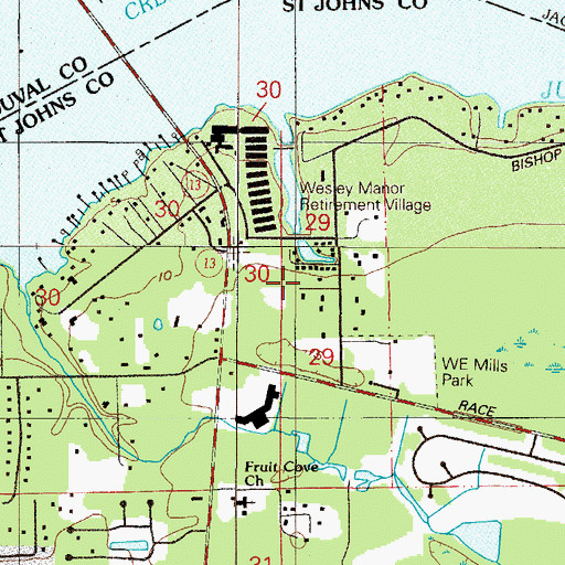 Topographic Map of Northwest Saint Johns Post Office, FL