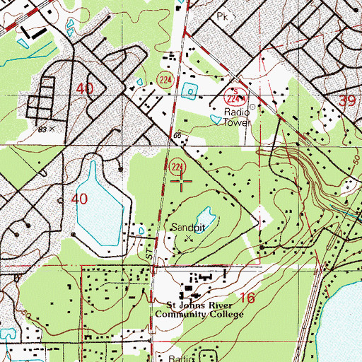 Topographic Map of Ridgewood Post Office, FL