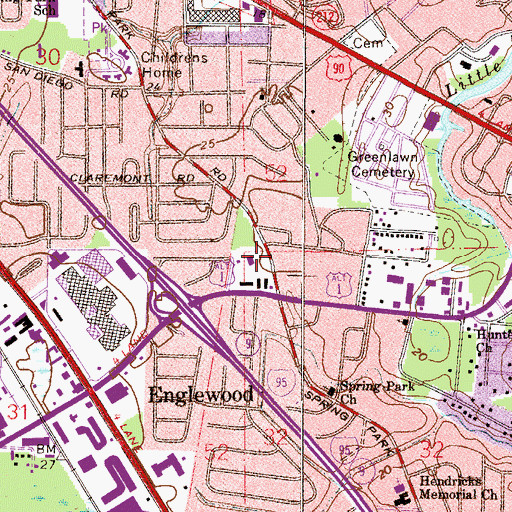 Topographic Map of South Jacksonville Post Office, FL