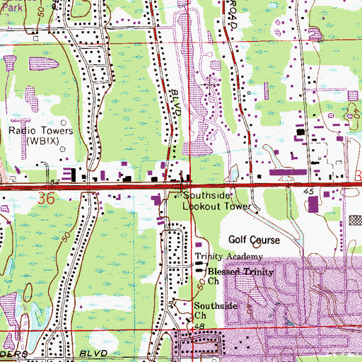Topographic Map of Blessed Trinity Catholic School, FL