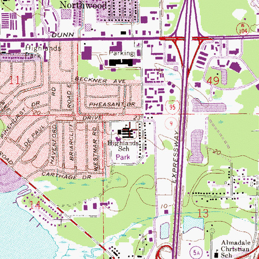 Topographic Map of Highlands Elementary School, FL