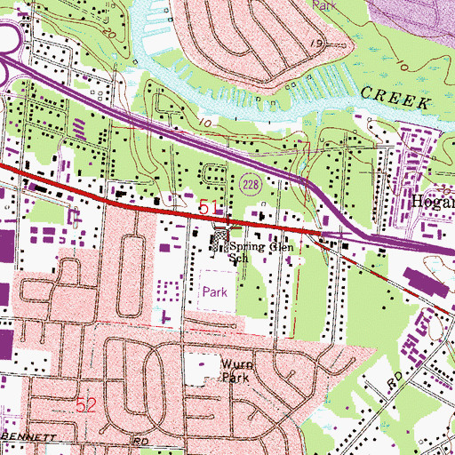 Topographic Map of Hogan - Spring Glen Elementary School, FL