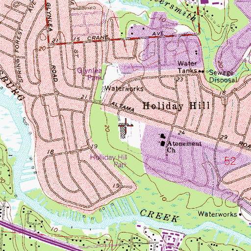 Topographic Map of Holiday Hill Elementary School, FL