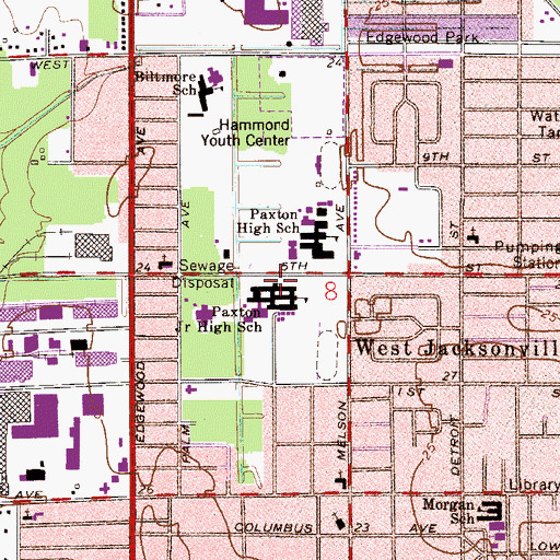 Topographic Map of James Weldon Johnson College Preparatory Middle School, FL