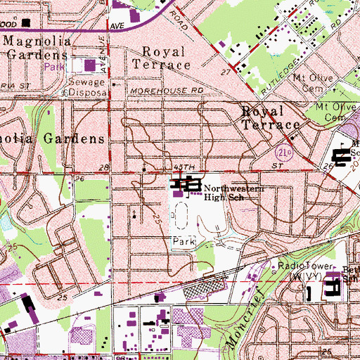 Topographic Map of Northwestern Middle School, FL