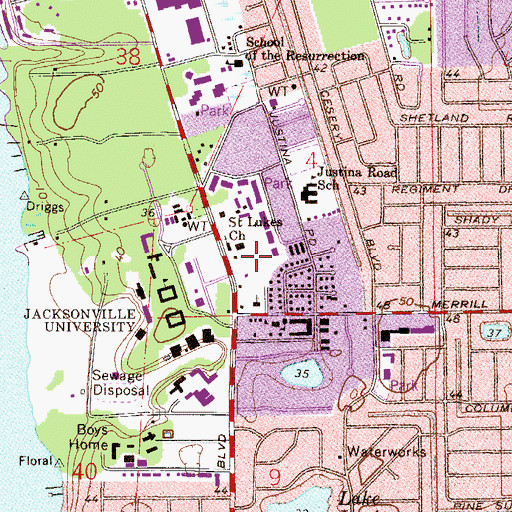 Topographic Map of Pace Center for Girls of Jacksonville, FL
