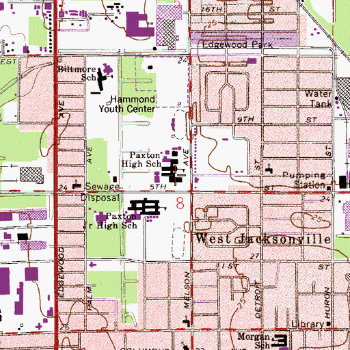 Topographic Map of Paxon School for Advanced Studies, FL