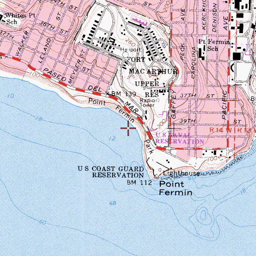 Topographic Map of Point Fermin Park, CA