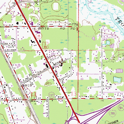 Topographic Map of Kings Road Baptist Church, FL