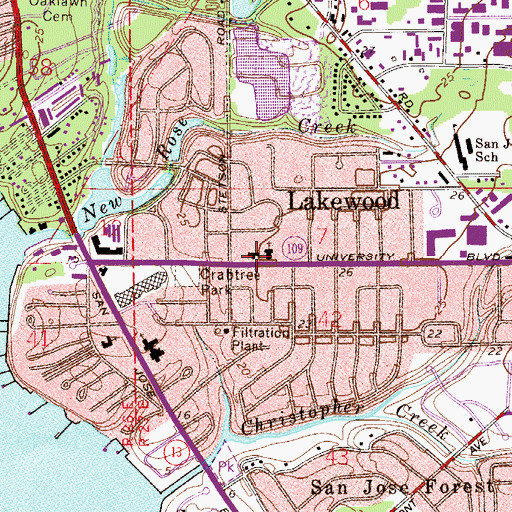 Topographic Map of Lakewood Presbyterian Church, FL