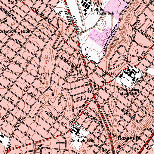 Topographic Map of Point Loma Senior High School, CA