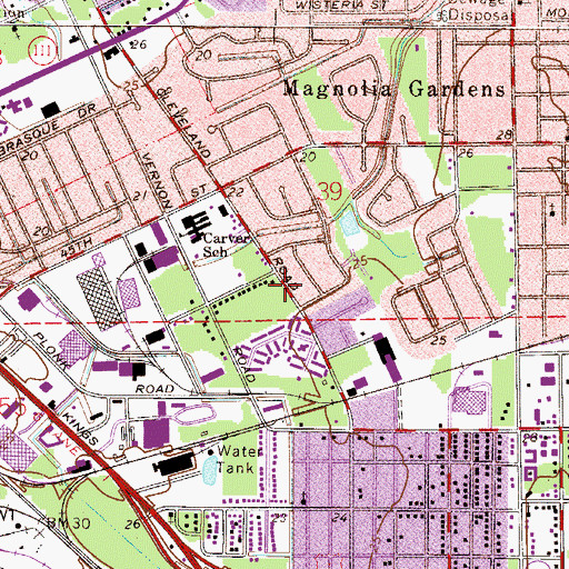 Topographic Map of Love Missionary Baptist Church, FL