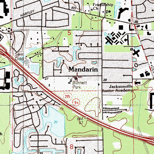 Topographic Map of Mandarin Church of God of Prophecy, FL